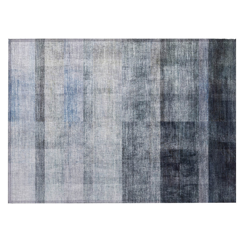 Tapis intérieur antidérapant lavable antidérapant 2 pi x 3 pi bleu marine et gris