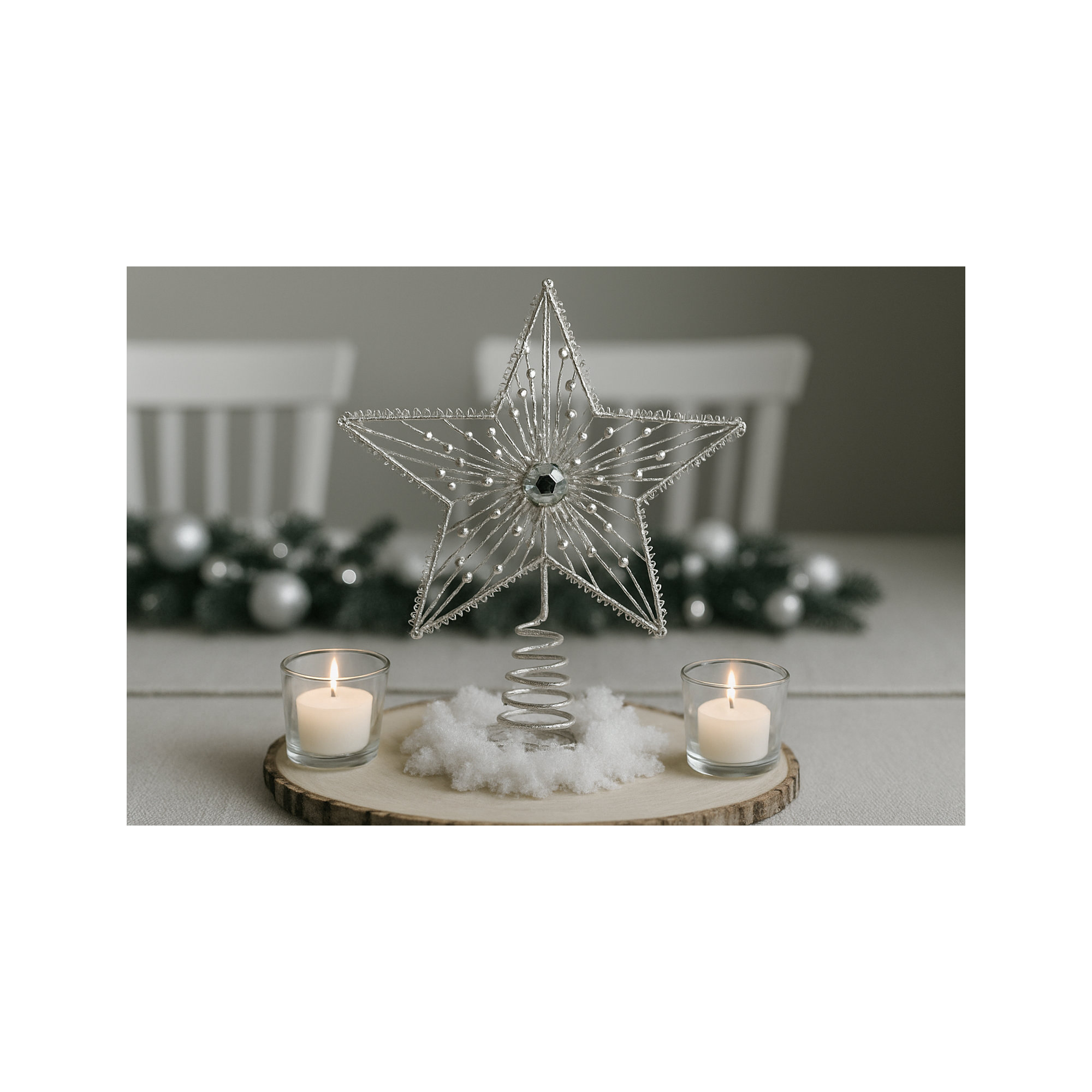 Jeweled Star Tree Topper, Silver
