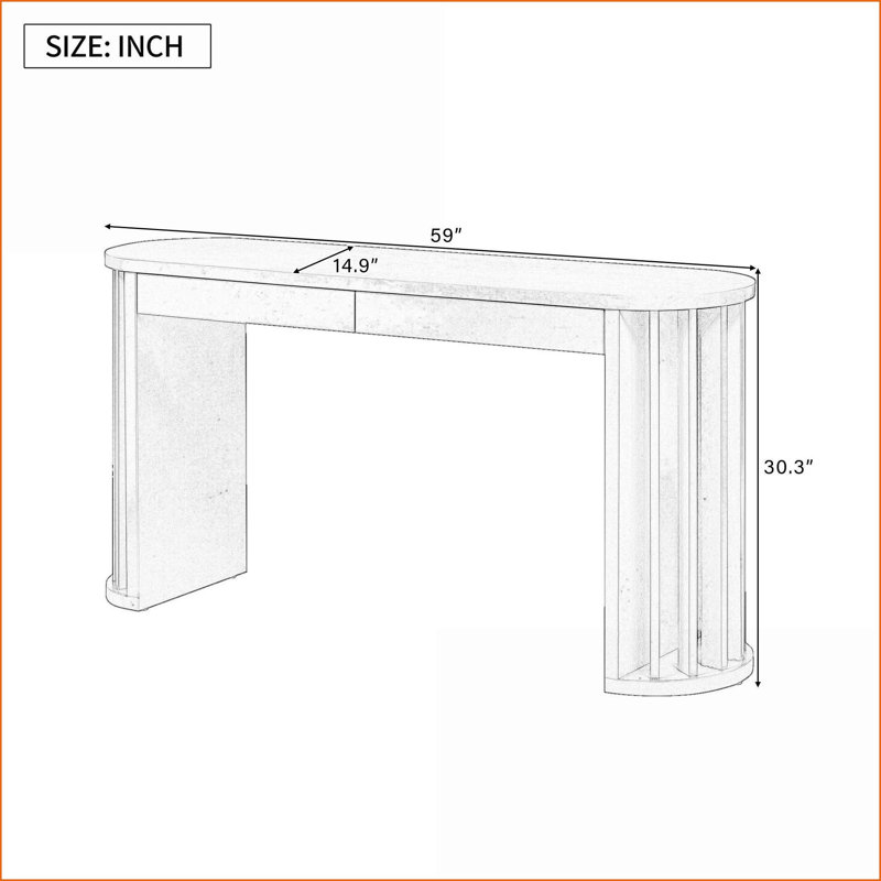 Table basse en placage de chêne bleu marine - Courbé & amp; Conception droite, 2 tiroirs pour le salon / canapé derrière, capacité de 120 lb