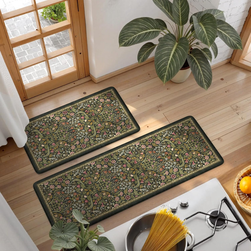 Kitchen Mats Cushioned Anti Fatigue,2 Piece,Green