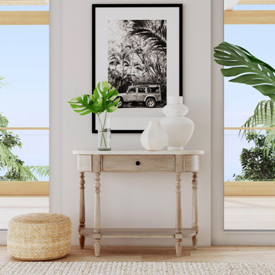 Alissa Console rectangulaire à 1 tiroir avec tablette ouverte inférieure en brun et beige