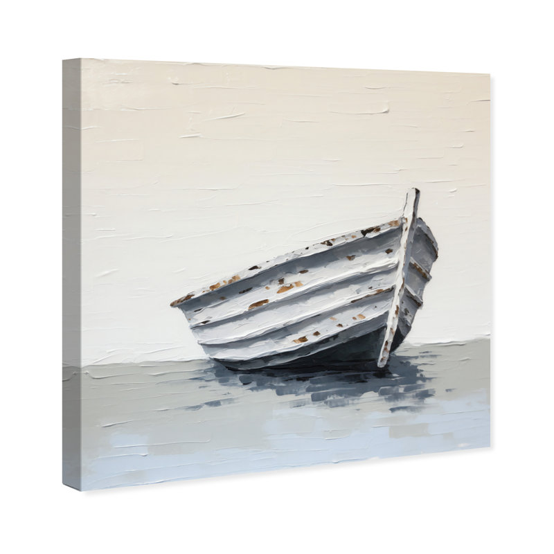 «Nautical and Coastal Our Boat Rustic White», reproduction d'art sur toile