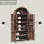 Armoire de rangement de 71 po de hauteur pour salle de bain arquée moderne, armoire de rangement cannelée avec 3 tablettes réglables, 6 tablettes de porte-1608411890