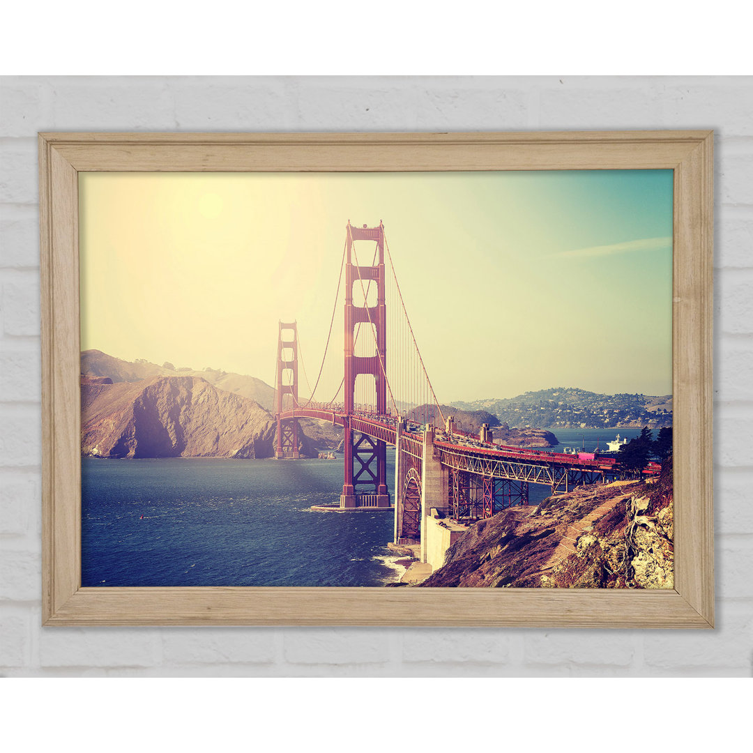 Golden Gate Bridge Retro Gerahmter Druck