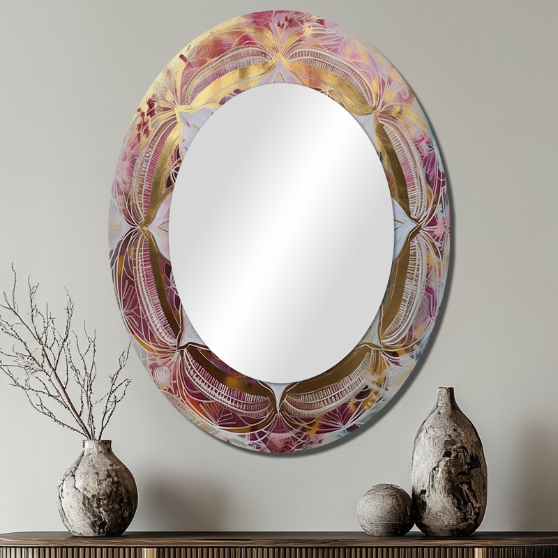 Miroir mural rose bohémien Mandala II, 40 po x 30 po