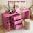 Yokota Extendable Makeup Vanity Table with 3 Drawers and Acrylic Door-1995078838
