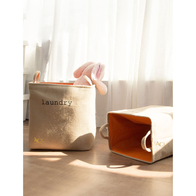Latitude Run Fabric Decorative Basket, Cream