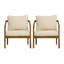Fauteuil club d'extérieur en bois d'acacia avec dossier et coussins en osier PE - Fauteuil d'appoint moderne pour balcon, bord de piscine et véranda