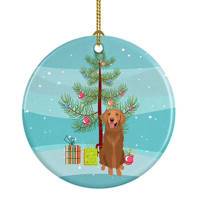 Ornement de Noël en céramique Golden Retriever # 1 rouge, Golden Retriever rouge # 1