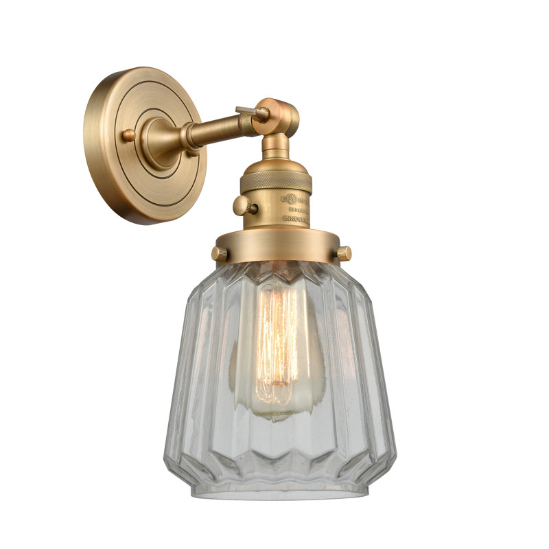 Vinson Armed Sconce, Clear, Incandescent, Brushed Brass