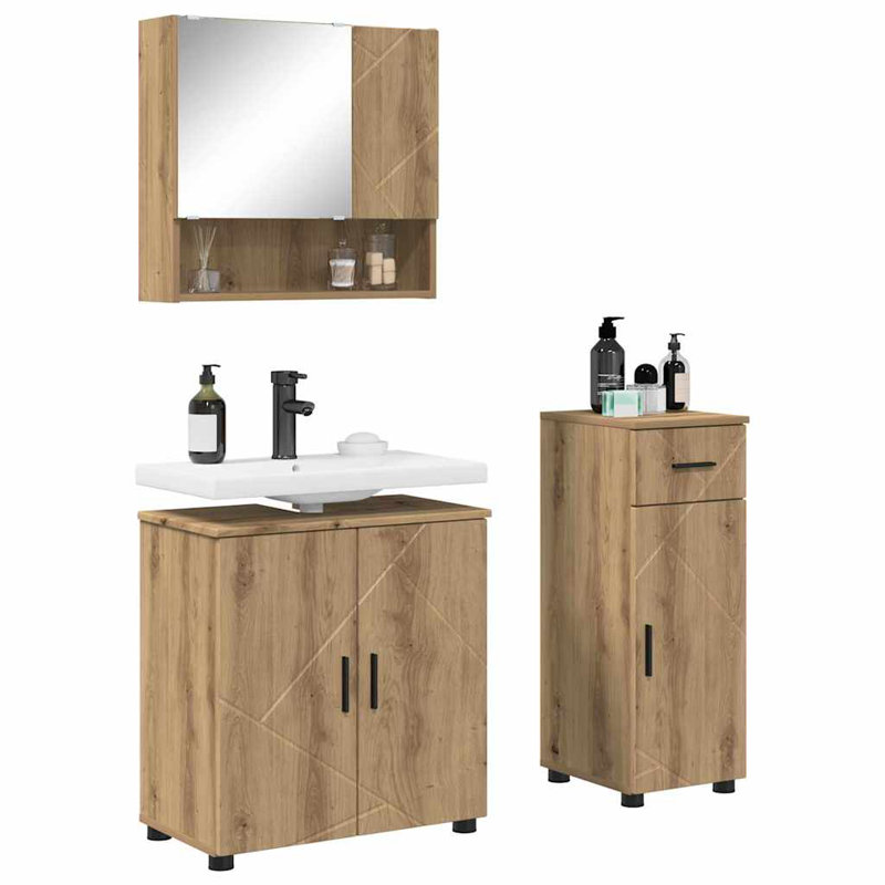 Bathroom Furniture Suite, Medium Wood