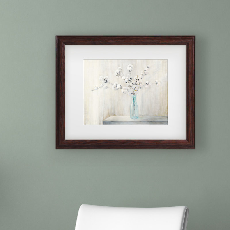 «Cotton Bouquet», reproduction de peinture acrylique, H 11 po x l 14 po x P 2 po, Brown Framed
