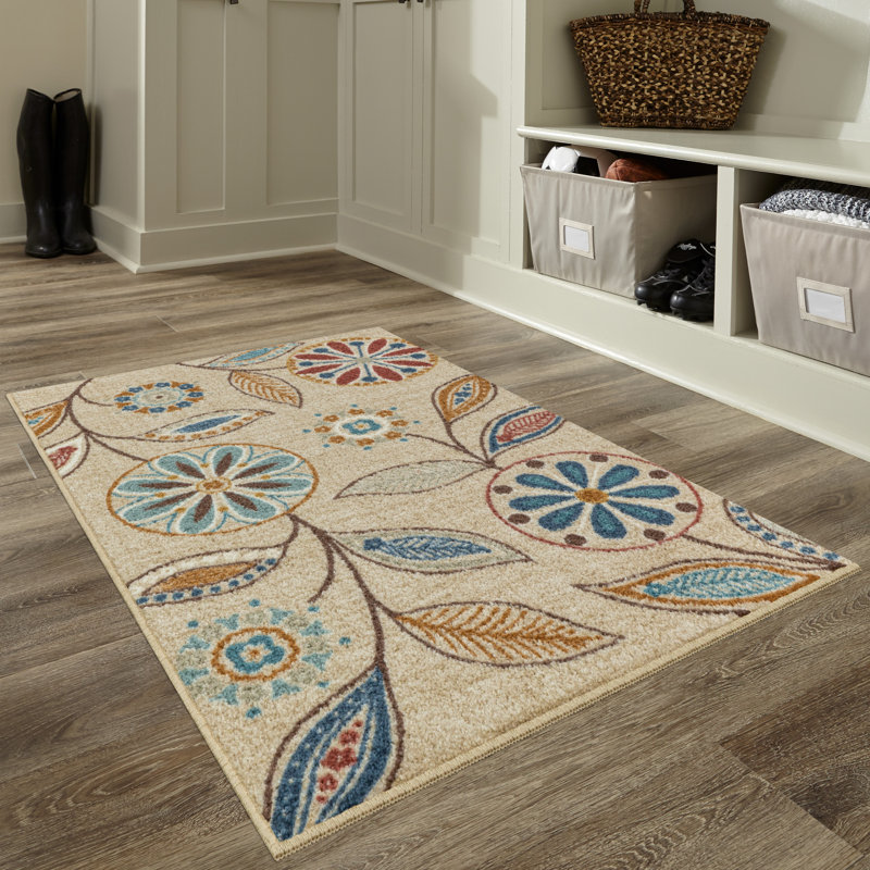 Adderley Floral Beige Area Rug, Rectangle 2'6" x 3'10"