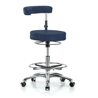 Tabouret de dentiste à hauteur ajustable chromé avec bras et pied de pied PERCH | Hauteur du banc moyen: 22,5 à 28 po