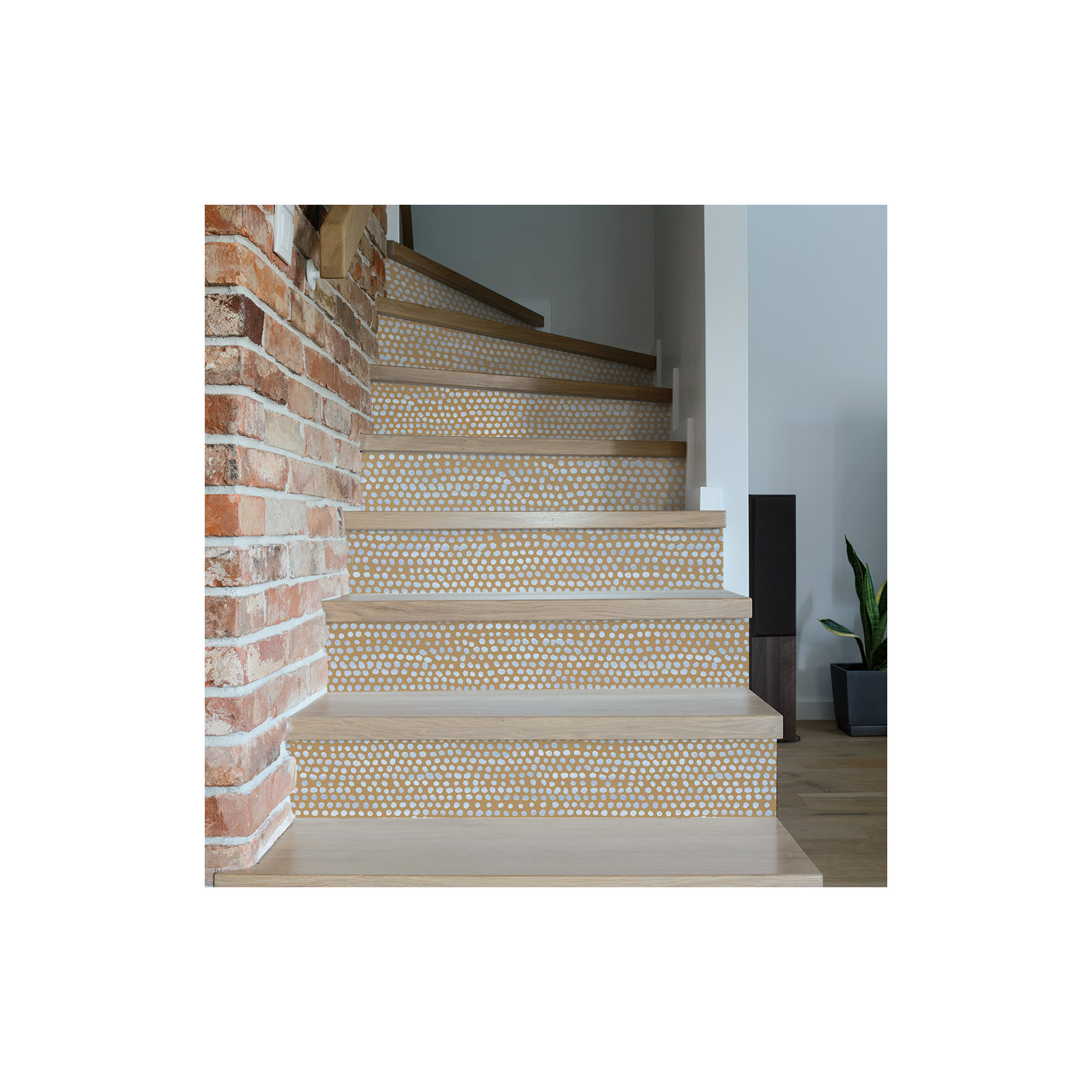 Moire Dots Peel and Stick Wallpaper, Toasted Turmeric