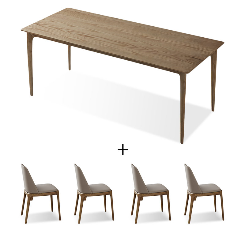 4 - Person Brown Rectangular Solid Manufactured Wood Dining Table Set, 29.53" H x 55.12" W x 27.56" D