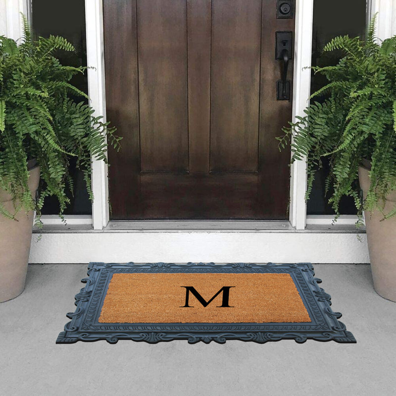 Paillasson à motif de monogramme de 24 po x 36 po Carson, M, Noir