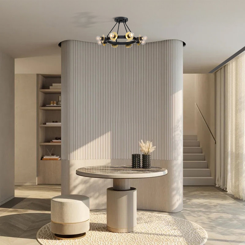 Malayha 8 - Light Steel Dimmable Wagon Wheel Chandelier