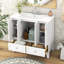 Ensemble de meuble-lavabo 36 po avec lavabo en résine, armoire de rangement en bois massif, ensemble de meuble-lavabo autoportant avec 4 portes à fermeture douce et 2 tiroirs-117193605