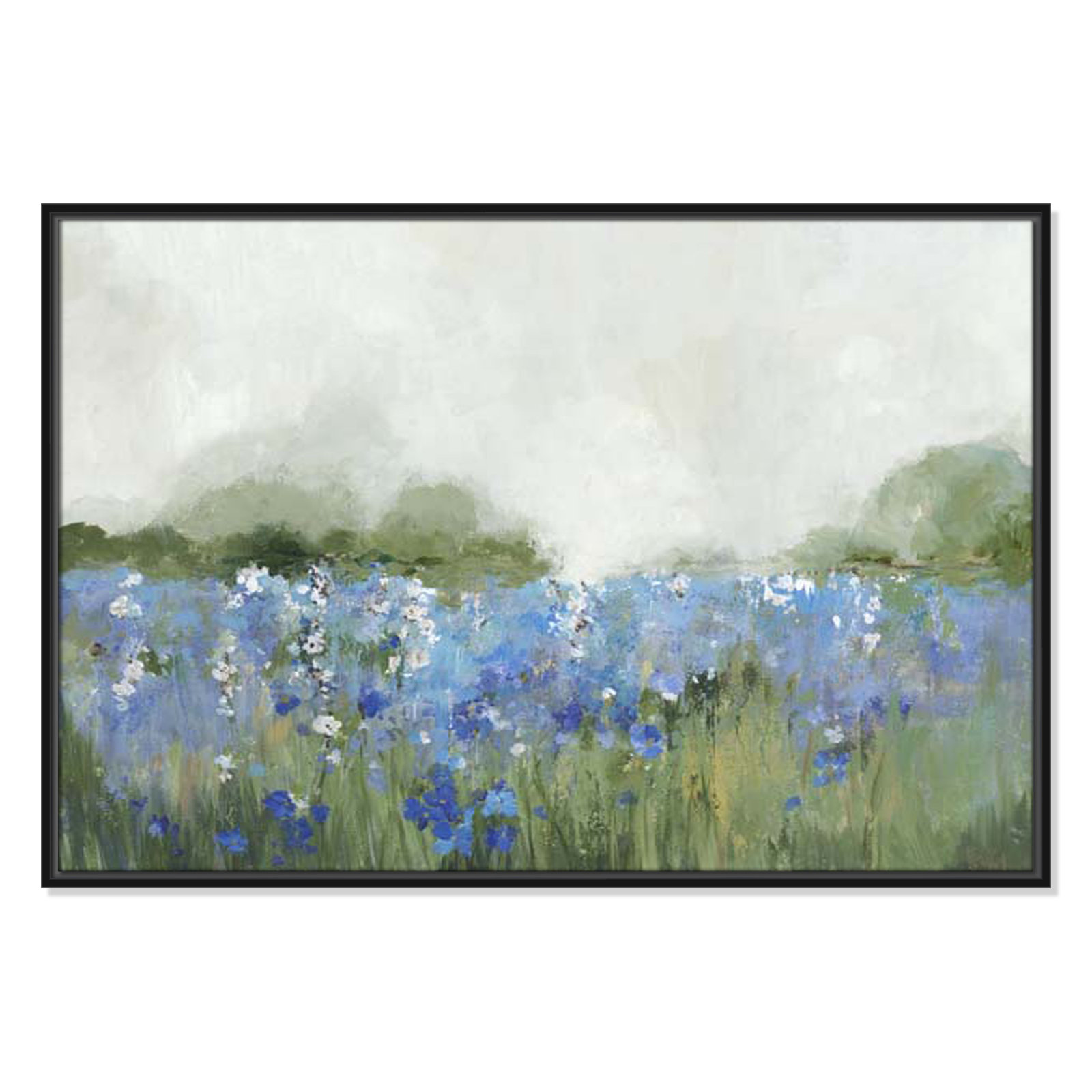 Meadows Bluebells Field by Allison Pearce, 25.5" H x 37.5" W x 2" D, Black Framed
