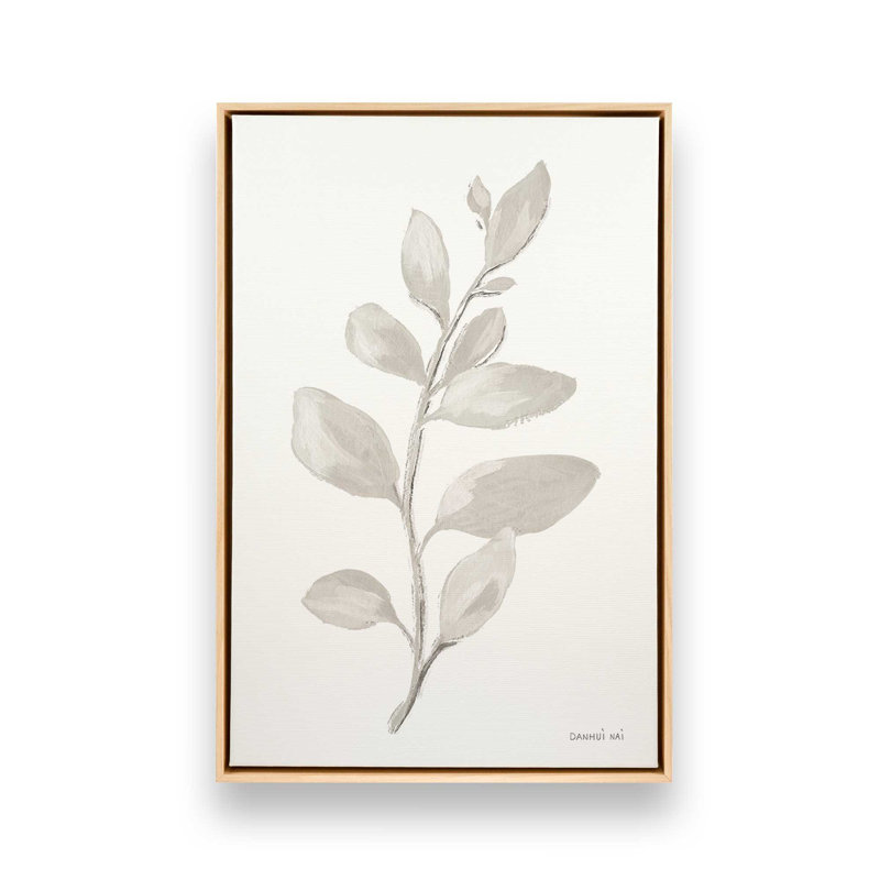 " Elegant Grey Leaves I ", 18.75" H x 12.75" W, American Maple