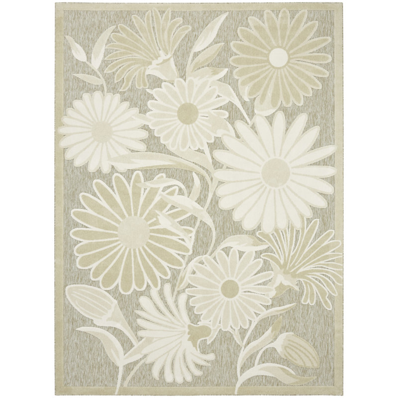Shila Ivory Sage Outdoor Rug, Rectangle 9' x 12'