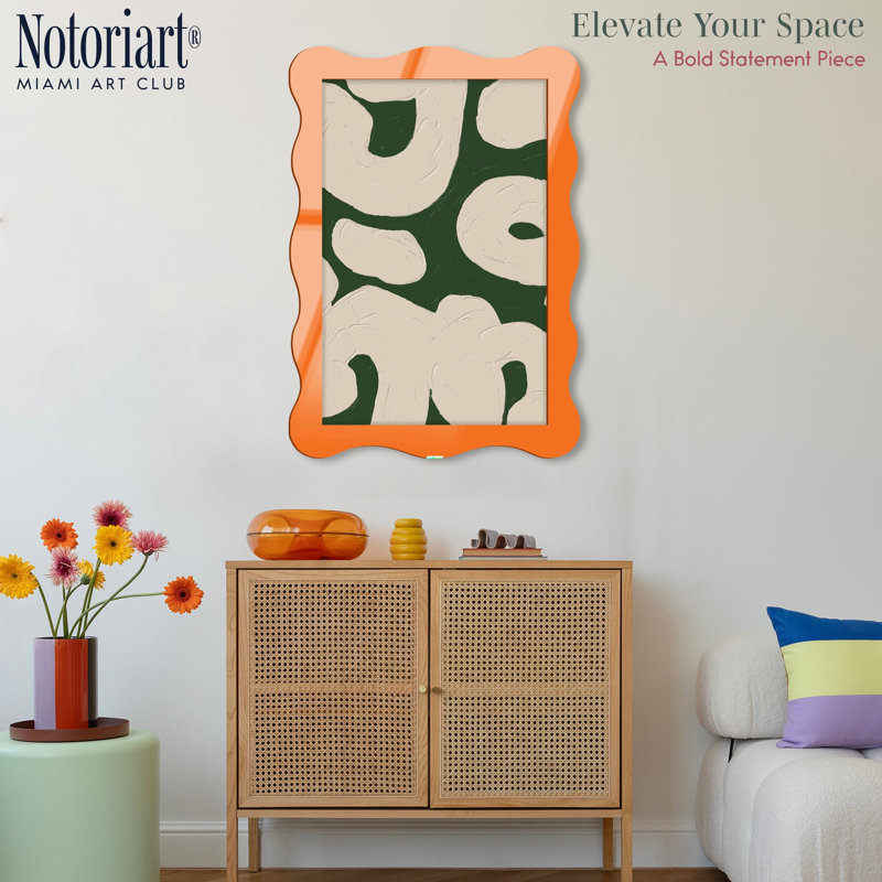 Cadre mural en acrylique gaucher par NOTORIART, H 39,5 po x l 27,5 po, Orange, Courbée