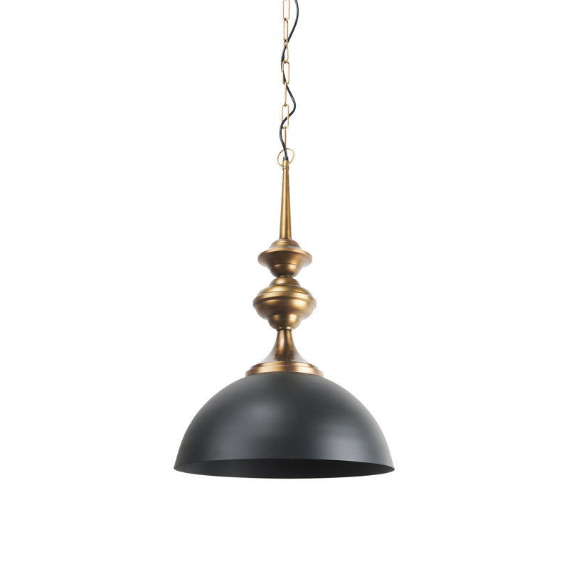 1 - Light Pendant, Black/Antique Brass