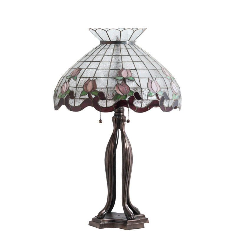 Lampe de table 32 "haute rose, Beige/rose/vert, H 32 po x l 23 po x P 23 po