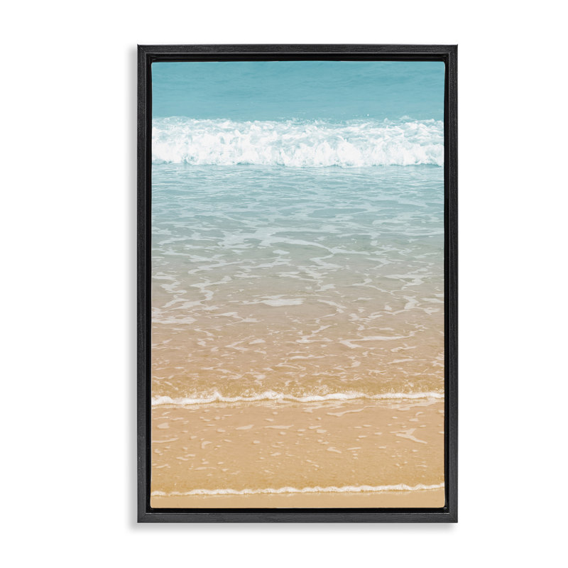 Toile flottante encadrée Clear Waters Shore par Nataly White, H 31 po x l 21 po, Cadre flottant noir de jais