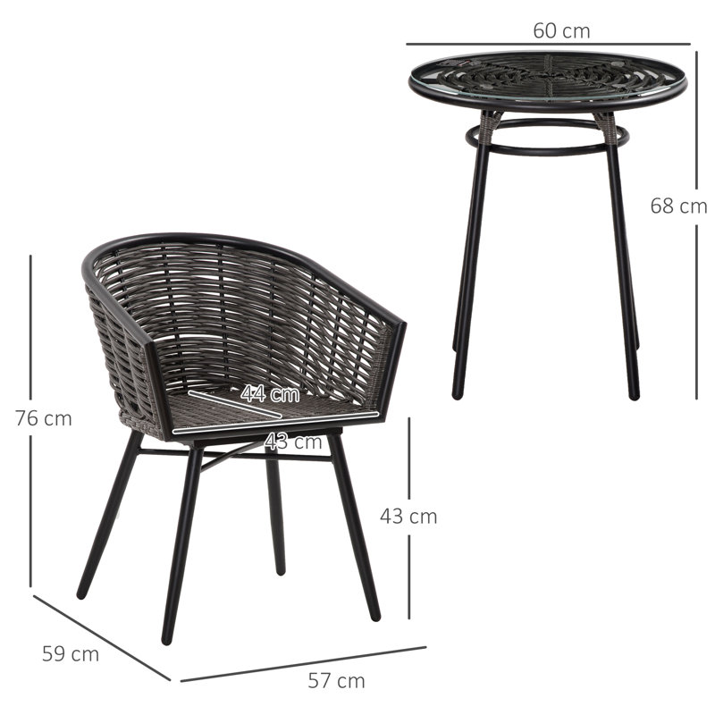 Round 3 - Piece 2 - Person Rattan Outdoor Bistro Set