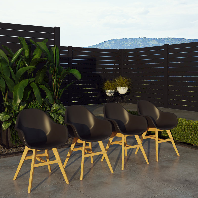 Chaise de patio noire avec accoudoirs Rafael, Marron foncé