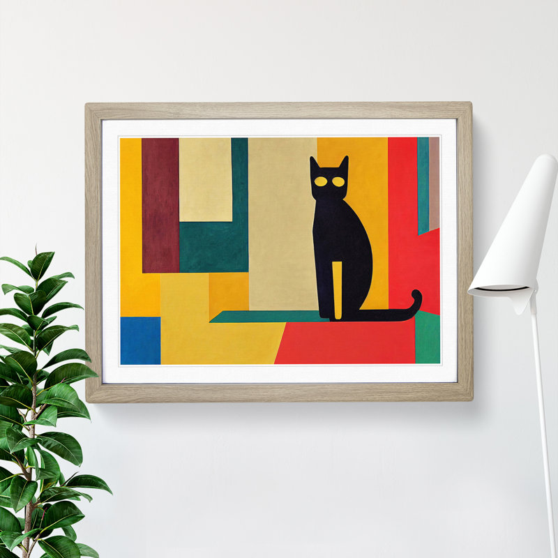 Abstract Cat Vol.4 - Framed Print, 25cm H x 34cm W x 2cm D, Oak