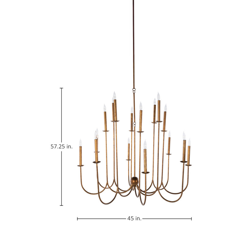 Snow 16 - Light Candle Style Chandelier, Ashwell Gold