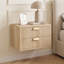 Modern Floating Nightstands Set of 2 Wall-Mounted Bedside Tables White Ribbed 2-Drawer 40x30x27.6cm No Legs-1982352522