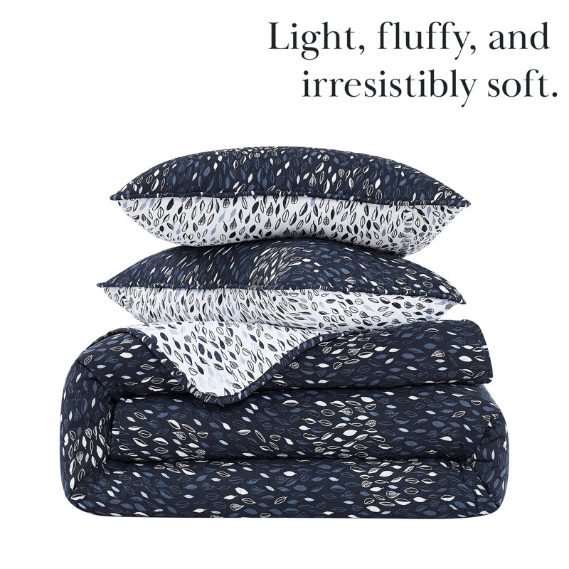 Botanical Leaves Collection Reversible 6 Piece oversized Quilt Set by Southshore Fine Linens, Blue