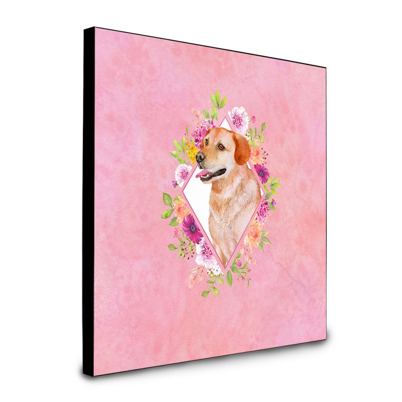 Panneau mural Dollman Flowers, Rose, Labrador Retriever