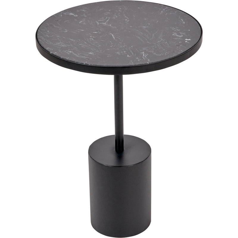 Wolak Marble and Metal Cylinder Base Side Table