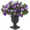 Artificial Morning Glory Flowers With Black Urn Planter - 28In Faux Flower Arrangement With 81 Purple White Blooms For Entryway Porch Patio Home Office Decor