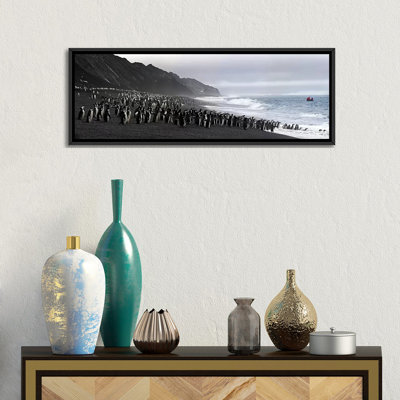« chinstrap penguins défilé to the sea, head bailey, reception island, antarctique », images panoramiques, reproduction d’art sur toile tendue, estampe numérique, impression sur toile tendue