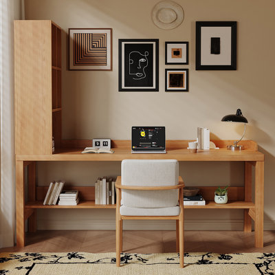 Bureau rectangulaire en bois massif brun