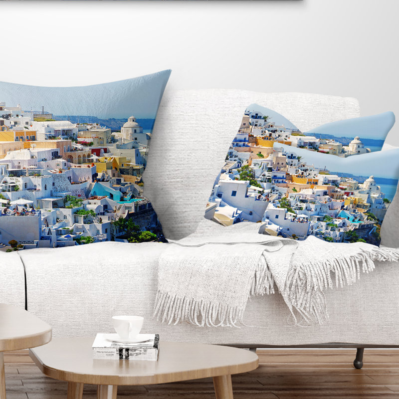 Coussin lombaire en mode abstrait de fira town santorini