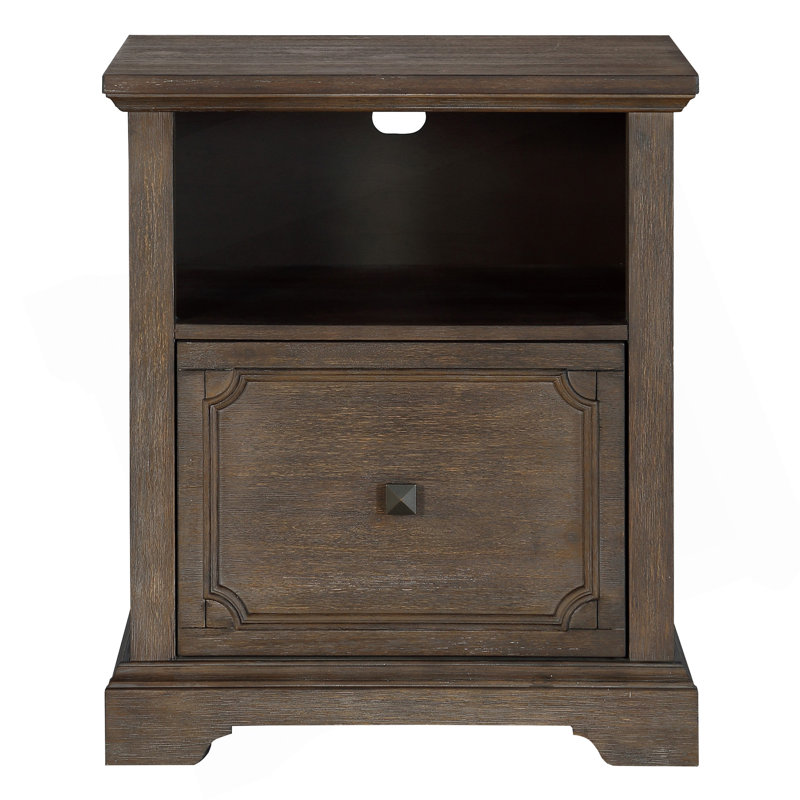 Elegant Lateral File Cabinet with Storage Drawer and Open Shelf, French Provincial Inspired Design for Office Organization