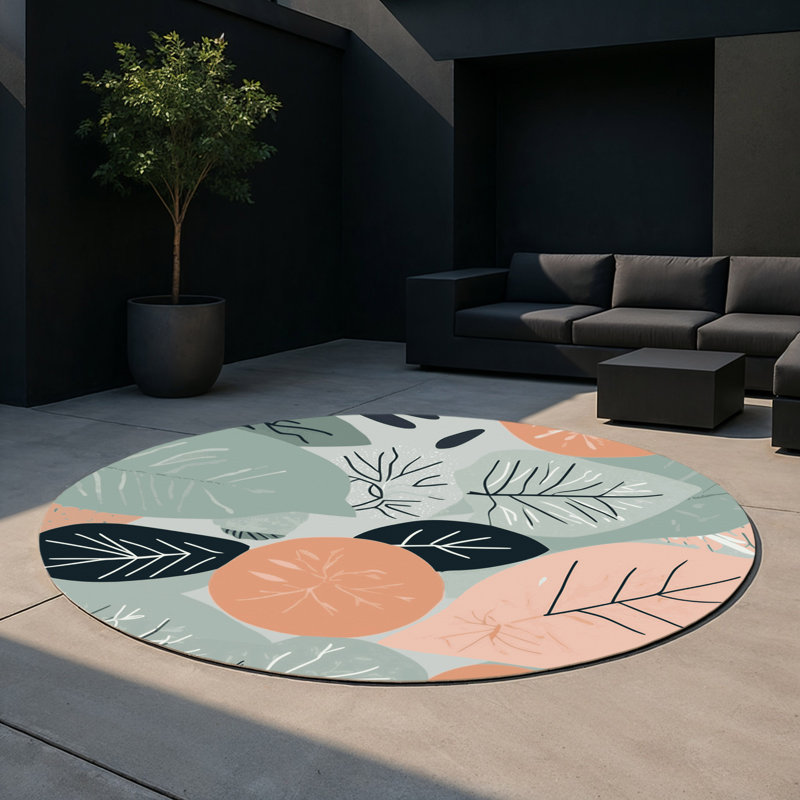 Tranquil Flora Indoor And Outdoor Area Rug, Round 5'