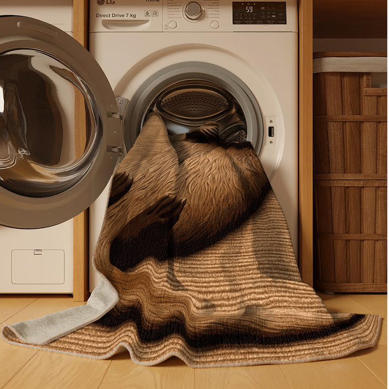  Tapis lavable en forme de loutre lavable, Rond 3 pi