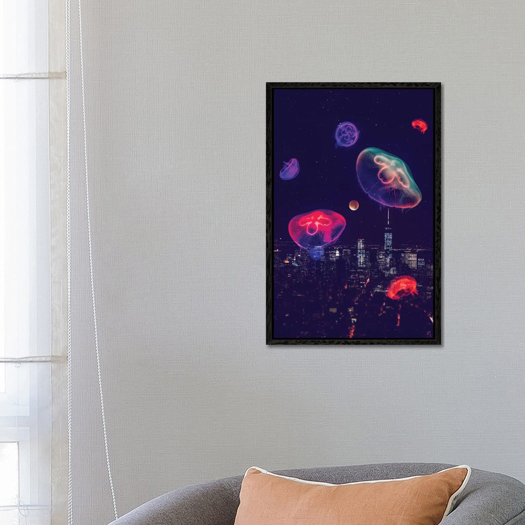 City Jellyfish Moon von Soaring Anchor Designs - Galerie-verpackte Leinwand Giclée auf Leinwand