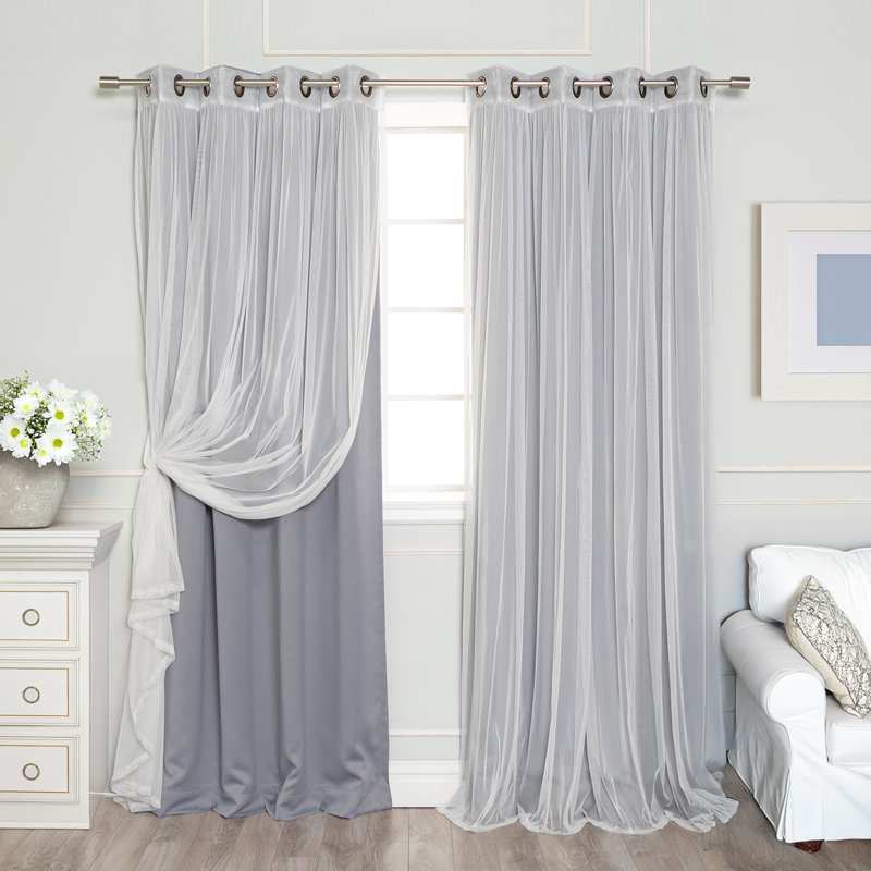 Granados Solid Room Darkening Thermal Grommet Curtain Panels, 52" W x 96" L, Gray