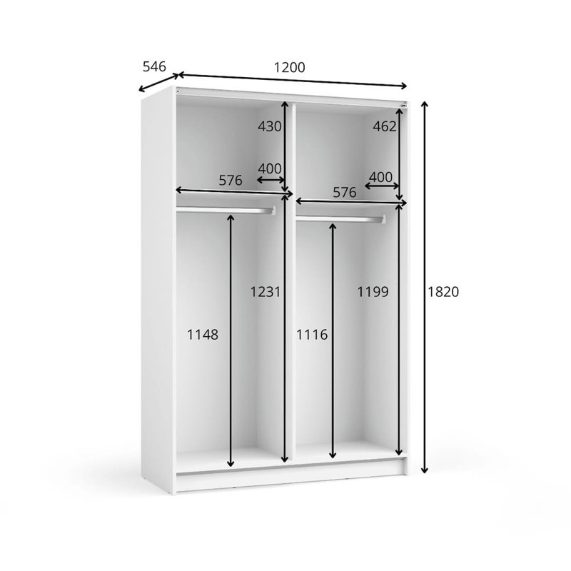 Takenya 2 Door Manufactured Wood Wardrobe, Black
