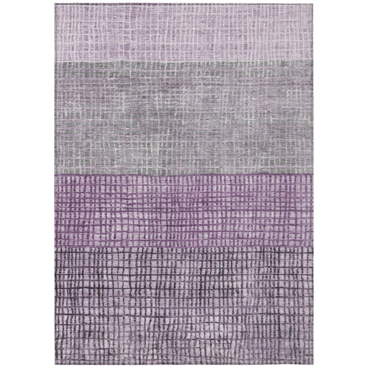 Machine Washable Indoor/Outdoor Xhevrie Plum Rug