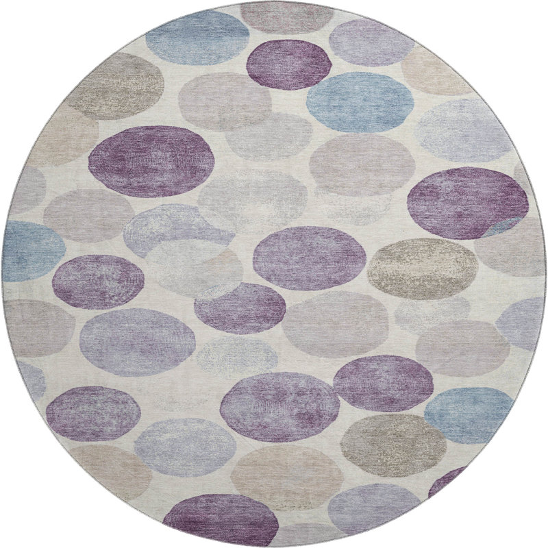 Premium Machine Washable Tiana AMF1951 Geometric Rug, Round 8'